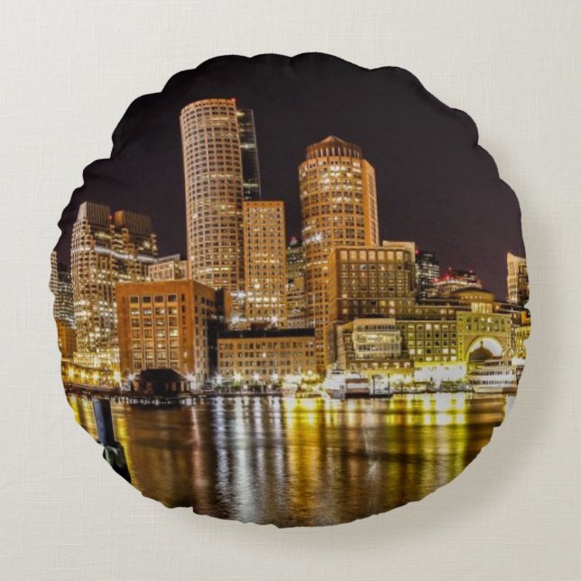 Boston Harbour Round Pillow (Front)