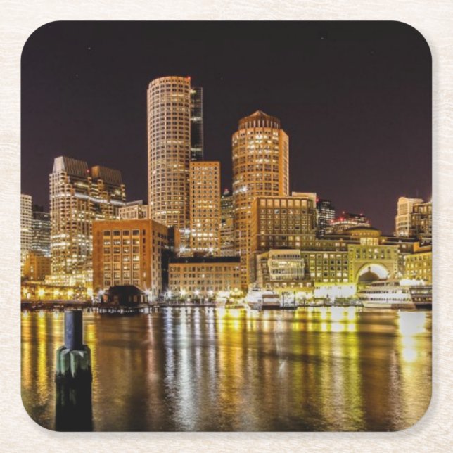 Boston Harbour Square Paper Coaster (Front)