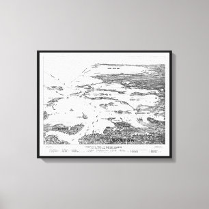 Boston Harbour to Cape Cod early 1900s Map Canvas Print