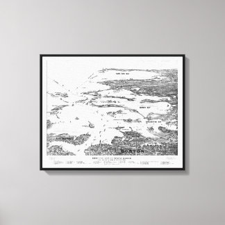 Boston Harbour to Cape Cod early 1900s Map Canvas Print
