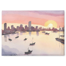 Boston Harbour | Watercolor City Massachusetts