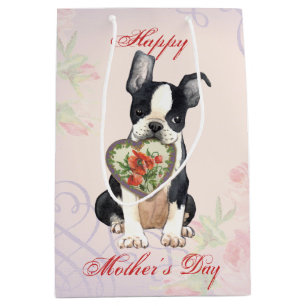 Boston Heart Mom Medium Gift Bag