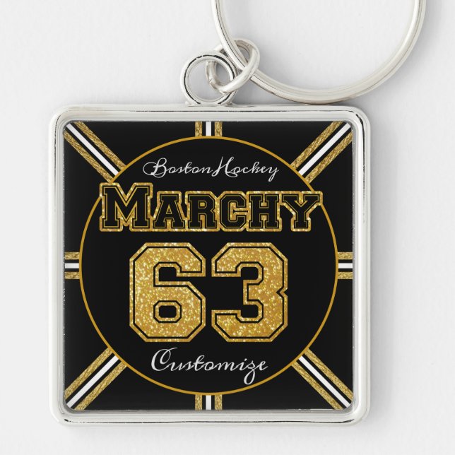 Boston Hockey Marchy 63 Keychain (Front)