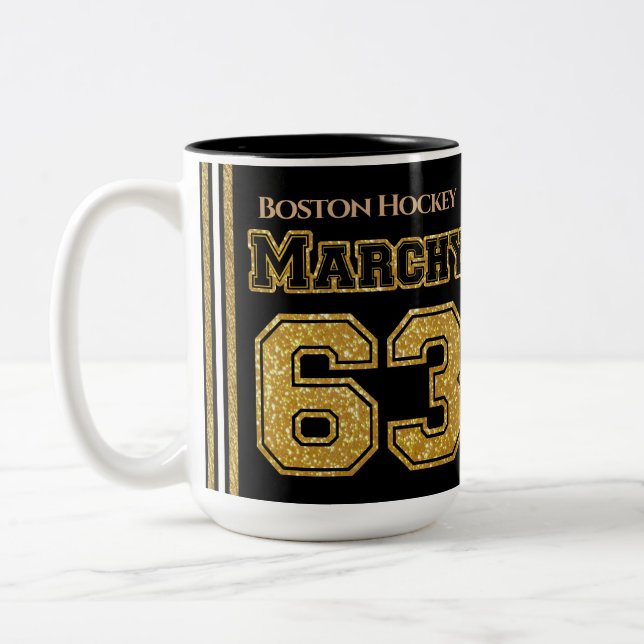 Boston Hockey Marchy 63 Two-Tone Coffee Mug (Left)