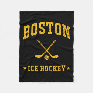 Boston Ice Hockey Vintage Gameday Retro Hockey Fleece Blanket