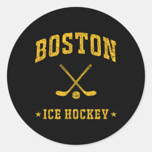 Boston Ice Hockey Vintage Gameday Retro Hockey Lov Classic Round Sticker