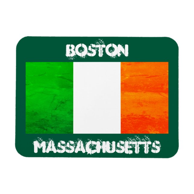 Boston Irish Flag Magnet – Massachusetts Souvenir (Horizontal)