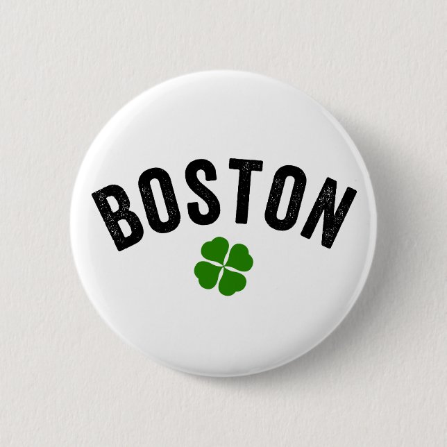Boston Irish Shamrock 2 Inch Round Button (Front)