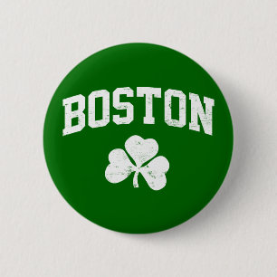 boston irish st patrick's shamrock clover southi 2 inch round button