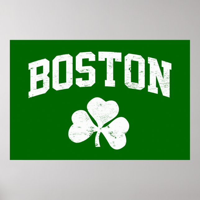 boston irish st patrick's shamrock clover southie poster (Front)