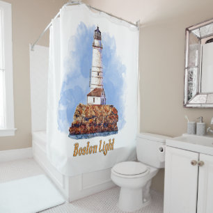 Boston Light Lighthouse Watercolor - Massachusetts