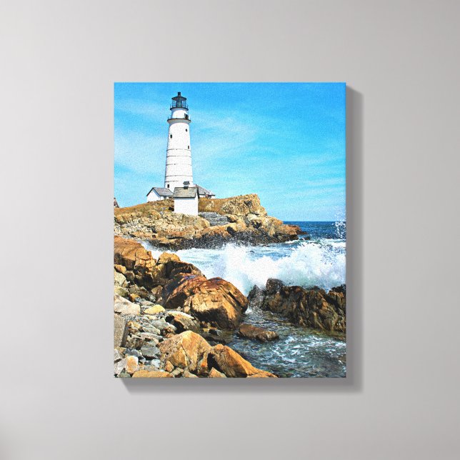 Boston Lighthouse, Massachusetts Canvas Print (Front)