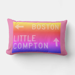 Boston, Little Compton, RI Rainbow Sign Lumbar Pillow