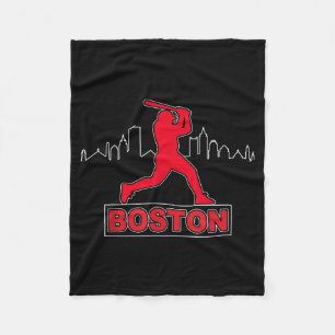 Boston Lovers Skyline Retro Baseball Heartbeat Men Fleece Blanket