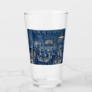 Boston MA 1700’s Coffee House Delft Blue Art Glass