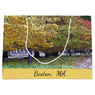 Boston, MA Fall Foliage Comic Art Large Gift Bag
