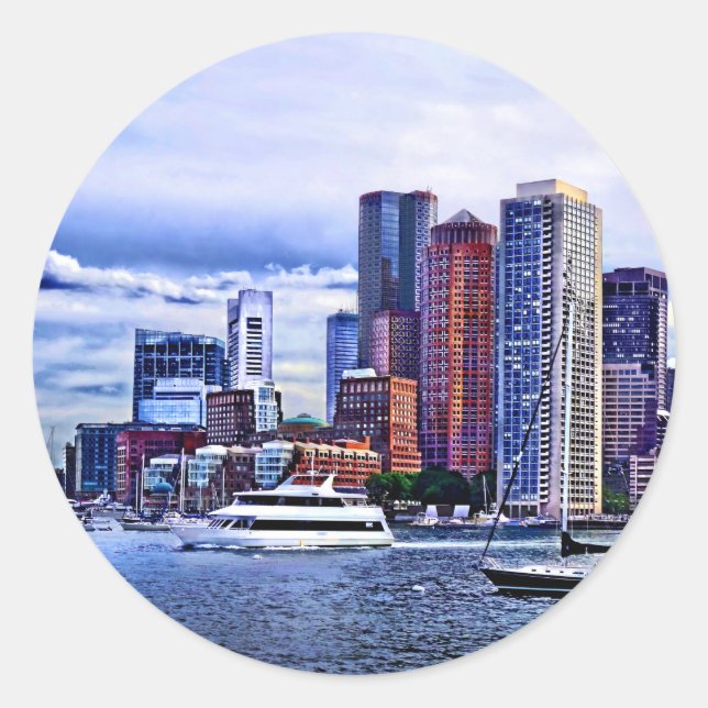 Boston MA - Inner Harbour Near New England Aquariu Classic Round Sticker (Front)