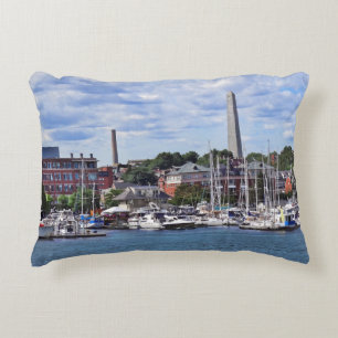 Boston MA - Marina With Bunker Hill Monument Accent Pillow