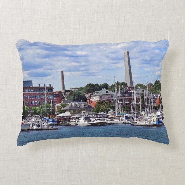 Boston MA - Marina With Bunker Hill Monument Accent Pillow (Front)