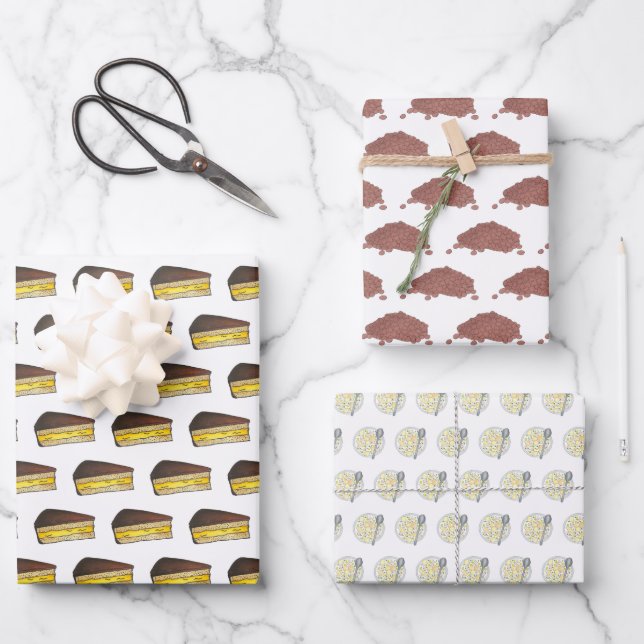 Boston MA Mass Baked Beans Cream Pie Clam Chowder Wrapping Paper Sheet (Front)