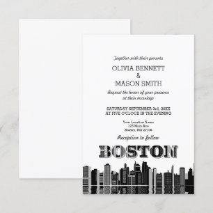 Boston Ma Skyline Cityscape Wedding Invitation