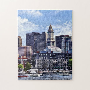 Boston MA - Skyline With Custom House Tower Jigsaw Puzzle