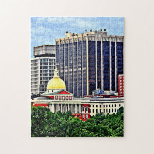 Boston MA - Skyline with Massachusetts State House Jigsaw Puzzle