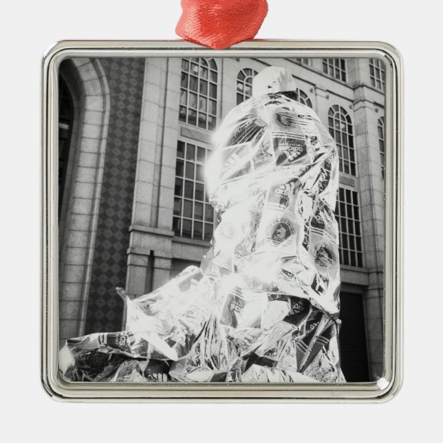 Boston, MA USA, Runner in Foil Boston Marathon Metal Ornament (Front)