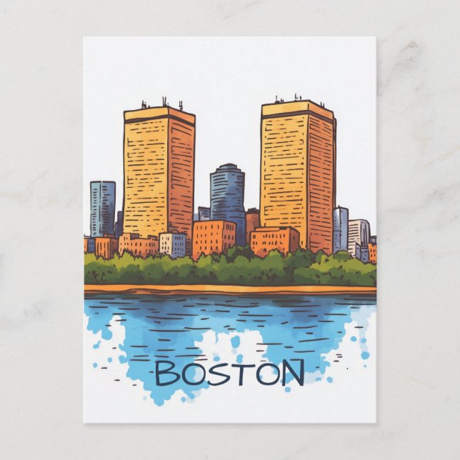 Boston MA USA Travel Postcard (Front)