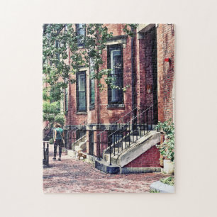 Boston MA - Walking the Dog on Mount Vernon Street Jigsaw Puzzle