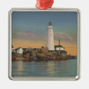 Boston, MABoston Lighthouse at Boston Harbour 2 Metal Ornament