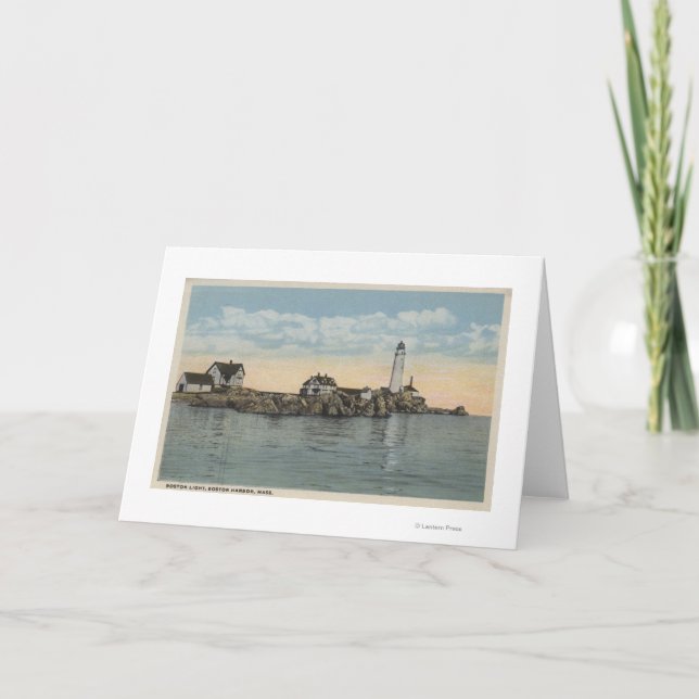 Boston, MABoston Lighthouse at Boston Harbour Card (Front)