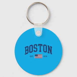 Boston Machusetts July 4th Us Flag Retro Throwback Keychain