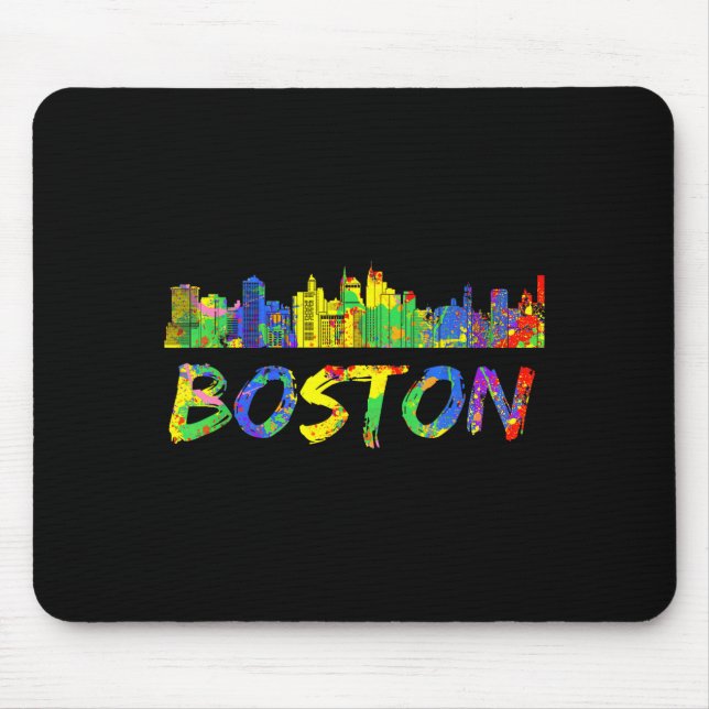 Boston Machusetts Shirt Skyline Paint Vintage  Mouse Pad (Front)