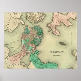 Boston Map - 1838 Poster