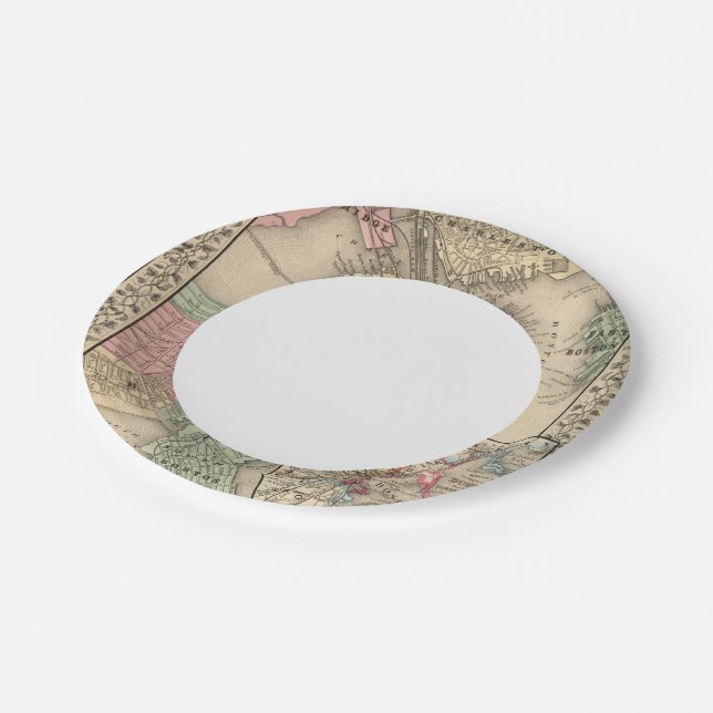 Boston Map by Mitchell Paper Plate (Angled)
