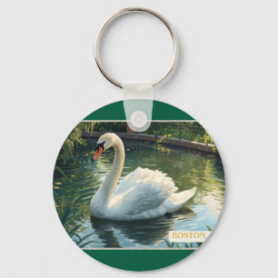 Boston, Mass. Public Garden Swan Keychain