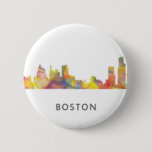 BOSTON MASS. SKYLINE WB1- 2 INCH ROUND BUTTON