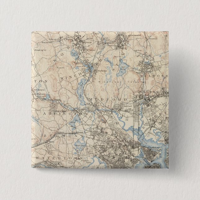Boston, Massachusetts 2 Inch Square Button (Front)