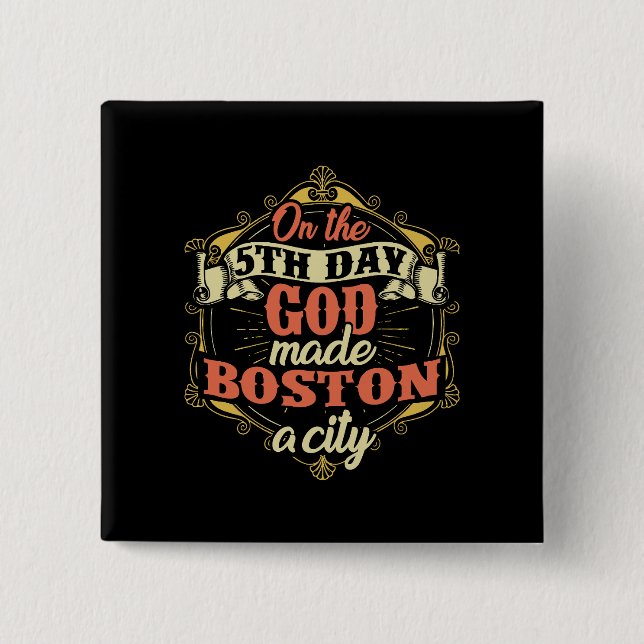 Boston Massachusetts 2 Inch Square Button (Front)