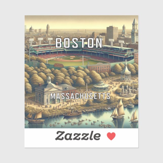 Boston Massachusetts 3 Inch Vinyl Sticker (Sheet)