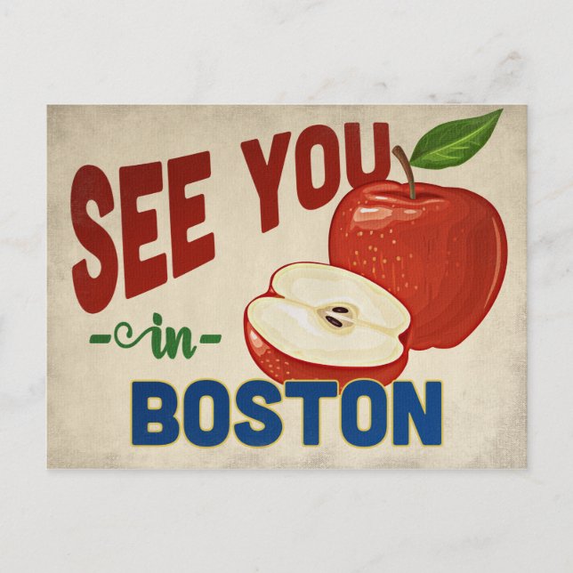 Boston Massachusetts Apple - Vintage Travel Postcard (Front)