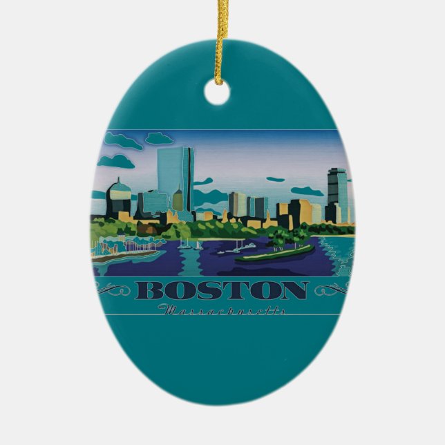 Boston, Massachusetts Ceramic Ornament (Front)