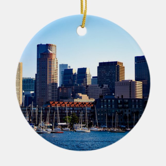 Boston Massachusetts Christmas Keepsake Souvenir Ceramic Ornament (Front)