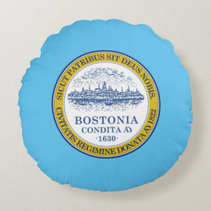 Boston (Massachusetts) City flag Round Pillow