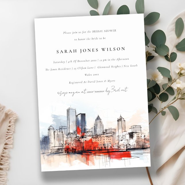 Boston Massachusetts City Scape Bridal Shower Invitation (Creator Uploaded)