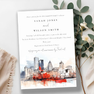 Boston Massachusetts City Scape Engagement Invitation