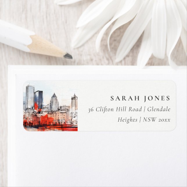 Boston Massachusetts City Scape Watercolor Adresse (En situation)