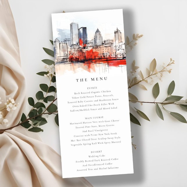 Boston Massachusetts City Scape Wedding Menu Card (Creator Uploaded)