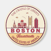 Boston Massachusetts City Skyline Emblem